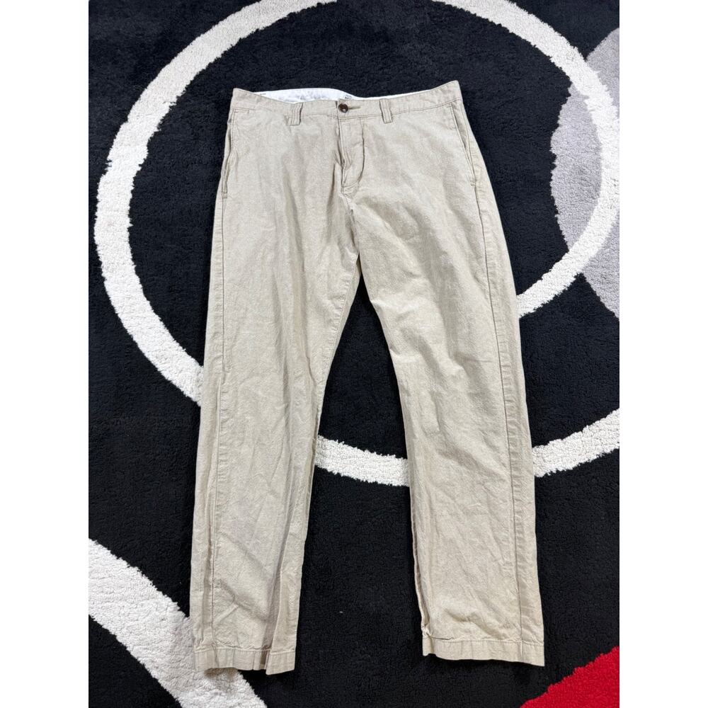 Dockers Pants Mens 32x29 Linen Cream Modern Khaki Pacific Casual Beach